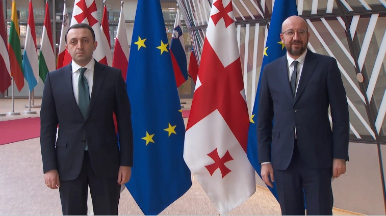 ბრიუსელში ირაკლი ღარიბაშვილისა და შარლ მიშელის შეხვედრა მიმდინარეობს