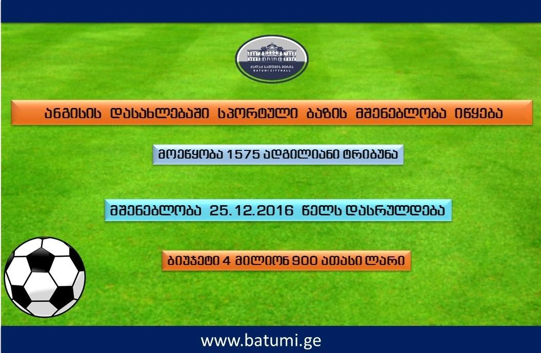   ბათუმში სპორტუილი მოედნის მშენებლობისათვის 4,9 მლნ ლარი დაიხარჯება