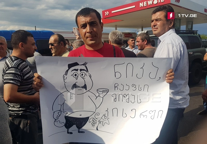 თელაველი და გურჯაანელი მევენახეები ნიკა გვარამიას განცხადებას აპროტესტებენ  | ფოტო