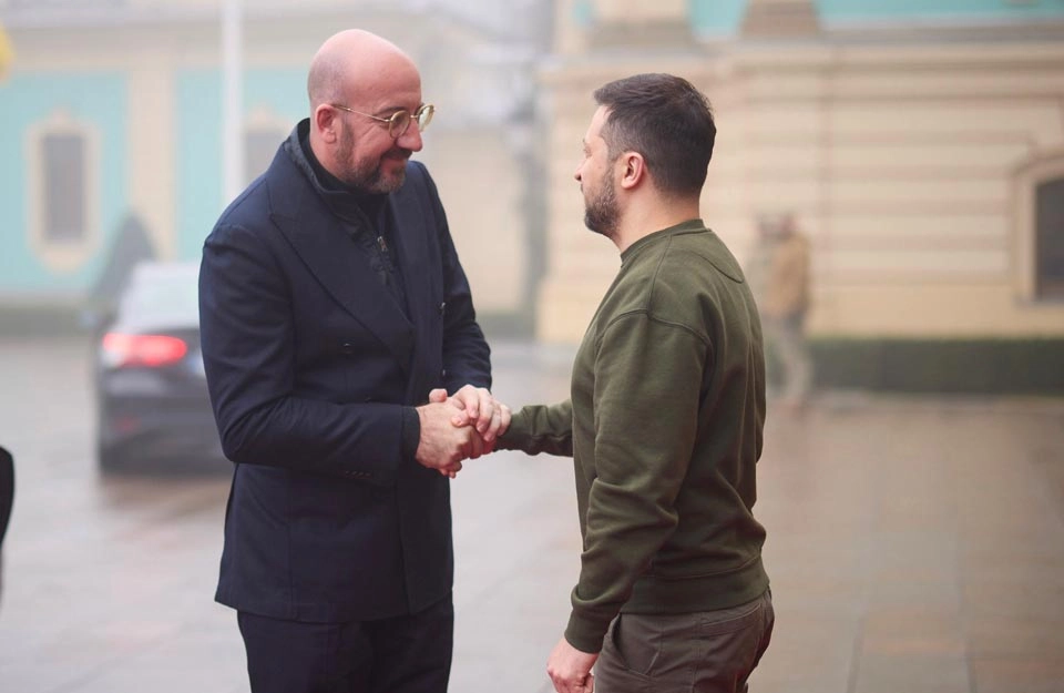 ვოლოდიმირ ზელენსკი კიევში ვიზიტით მყოფ შარლ მიშელს შეხვდა