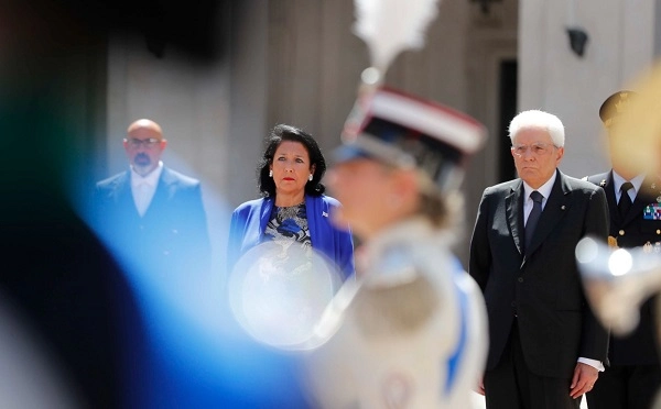 რომში საქართველოს პრეზიდენტის ოფიციალური დახვედრის ცერემონია გაიმართა