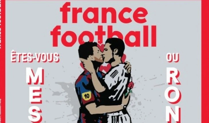 France Football-ის ყდაზე ლიონელ მესი და კრიშტიანუ რონალდუ ერთმანეთს კოცნიან