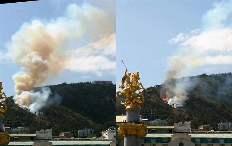მთაწმინდაზე ხანძარია